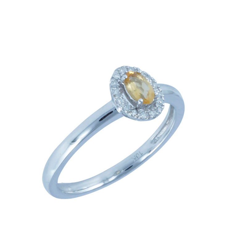 Solid 10K White Gold Fancy Citrine and Diamond Ring  TN10103