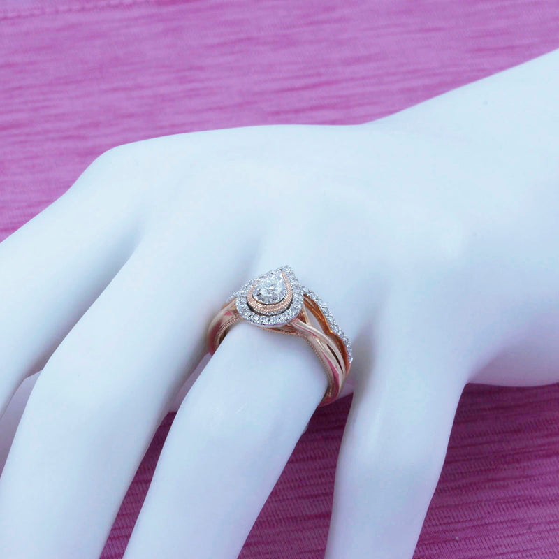 Solid 10K Rose Gold Fancy Diamond Ring TN10559