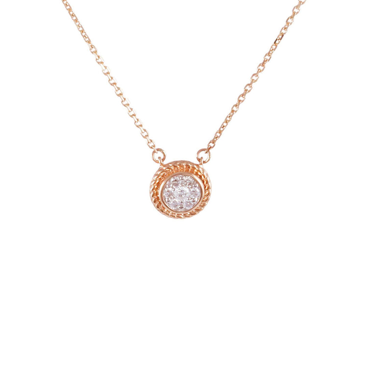 Solid 10K Rose Gold Fancy Diamond Necklace with Rope Design TN10612