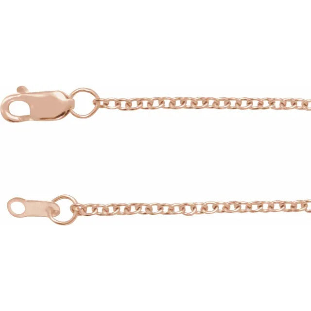 Solid 14K Rose Gold 1.5 mm Cable 18" Chain TN2102-18