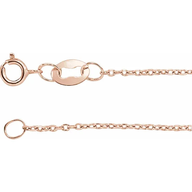 Solid 14K Rose Gold 1 mm Diamond-Cut Cable 18" Chain TN2120-18