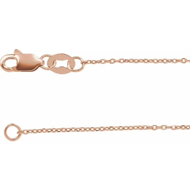 Solid 14K Rose Gold 1 mm Diamond-Cut Cable 16" Chain TN2135-16