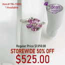 14k Solid White Gold 5 Pink Stone Ring TN-11082