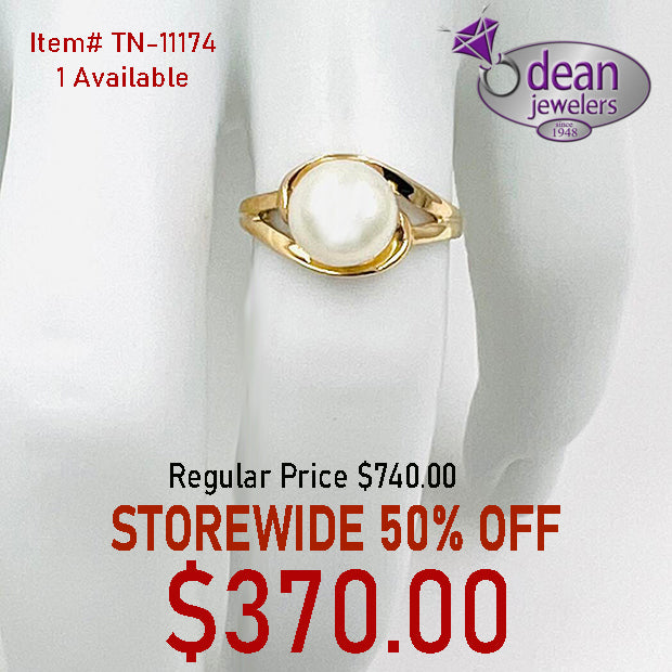 10k Solid Yellow Gold 1 Pearl  Ring TN-11174