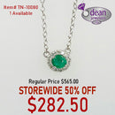 10k Solid White Gold 1 Emerald .25tw/ 12 Diamond 18" Chain Necklace TN-10080