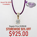 14k Solid White Gold 1 Diamond .37tw Pendant TN-10299