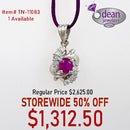 Platinum Natural Ruby and Diamond Pendant TN-11083
