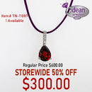 10k Solid White Gold Genuine Garnet and Diamond Pendant TN-11087