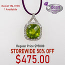 14k Solid White Gold Natural Peridot Diamond Halo Pendant TN-11190