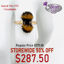10k Solid Yellow Gold Tiger Eye Two stone Ring TN-11171