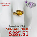 10k Solid Yellow Gold  Cats Eye and 3 Diamond Ring TN-11002