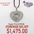14k Solid White Gold Fancy Diamond Heart Shaped Pendant TN-11375