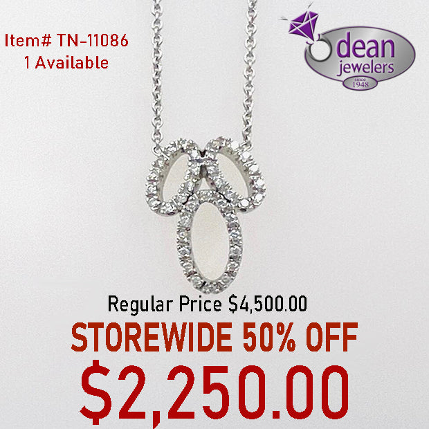18k Solid White Gold 38- Diamond /18" Chain Designer Necklace TN-11086