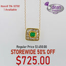 18k Solid Yellow Gold 1 Emerald /12 Diamond/ 18" Chain Necklace TN-10781