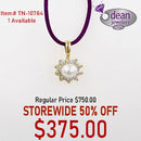 14k Solid Yellow Gold 1 Pearl/ 10 Diamond Pendant TN-10784