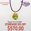 14k Solid Yellow Gold 1 Green Stone/ 1 Diamond Pendant TN-10214