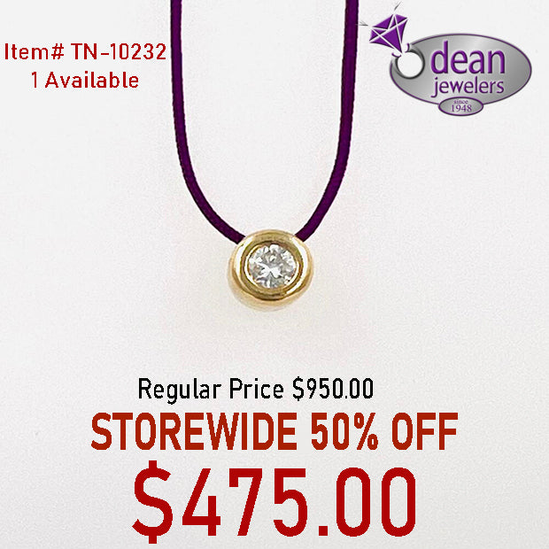 14k Solid Yellow Gold 1 Diamond Pendant TN-10232