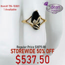 10k Solid Yellow Gold Onyx / Diamond Ring TN-10801