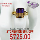 10k Solid Yellow Gold Citrine/ Amethyst  14 X10mm. Ring TN-11252