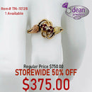 10k Solid Yellow Gold 6 Ruby / 1 Diamond Ring TN-10128