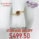 10k Solid Yellow Gold 1 Ruby / 1 Diamond Ring TN-11161