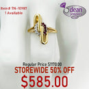 14k Solid Yellow Gold 5 Ruby/ 5 Diamond Ring TN-10987