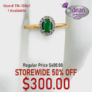10k Solid Yellow Gold Emerald/ Diamond .10 tw. Ring TN-10861