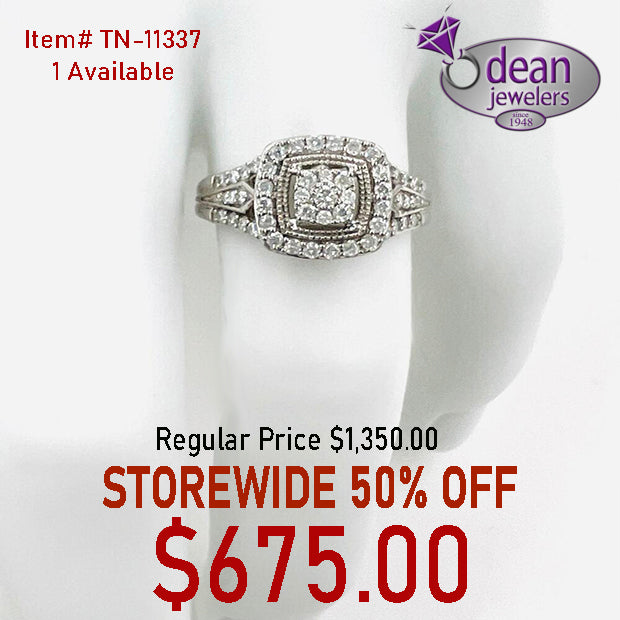 14k Solid White Gold Diamond Ring TN-11337