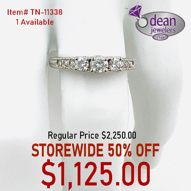 14k Solid White Gold 9 Lab Diamond Ring  TN-11338