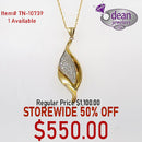 10k Solid Yellow Gold 44 Diamond Pendant w 18" Chain TN-10739