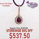14k Solid Rose Gold Garnet/ Diamond Pendant TN-10958
