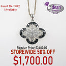 14k Solid White Gold Black/ White Diamond Pendant TN-11092