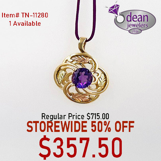 10k Solid Black Hills Gold 1 Amethyst Pendant TN-11280