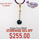 10k Solid Yellow Gold Gen. Sapphire/ Diamond Pendant TN-10777