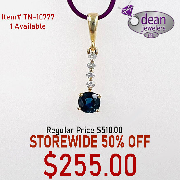 10k Solid Yellow Gold Gen. Sapphire/ Diamond Pendant TN-10777
