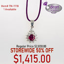 10k Solid White Gold 1 Ruby/ 15 Diamond Pendant TN-11118