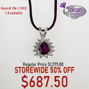 14k Solid White Gold 1 Ruby/ 13 Diamond Pendant TN-11392