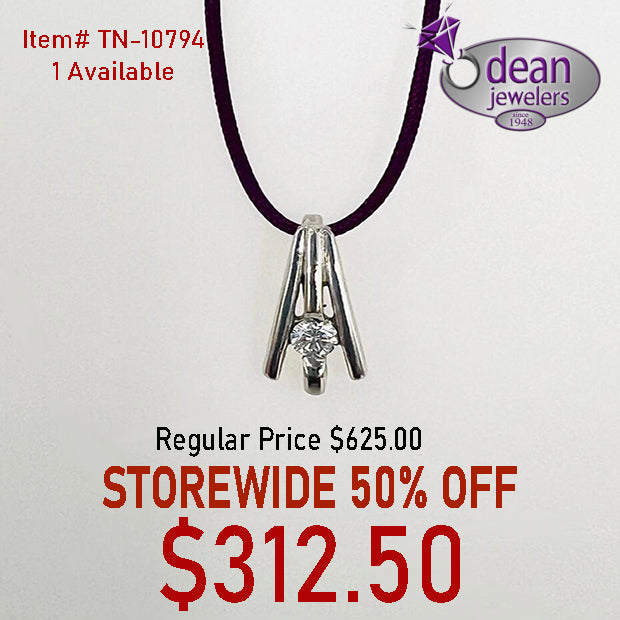 14k Solid White Gold Diamond Pendant TN-10794
