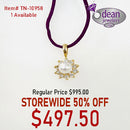 14k Solid Yellow Gold 1- Pink Topaz/ 1 Diamond Pendant TN-10957