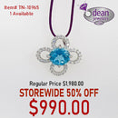 18k Solid White Gold 1 Blue Topaz Pendant TN-10965