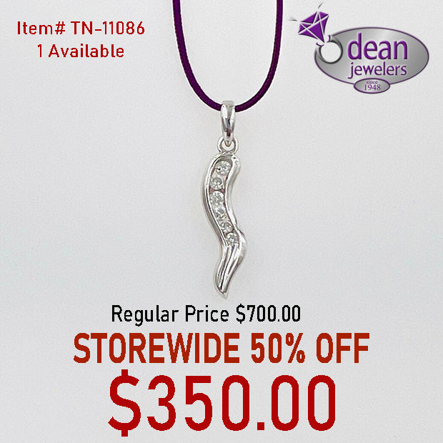 14k Solid White Gold 6 Diamond Pendant TN-11086