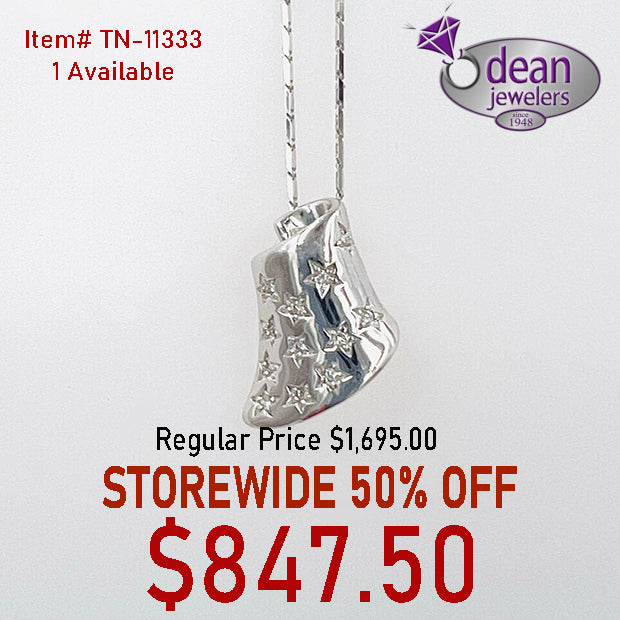 14k Solid White Gold 12 Diamond 18" 14k Chain Necklace TN-11333