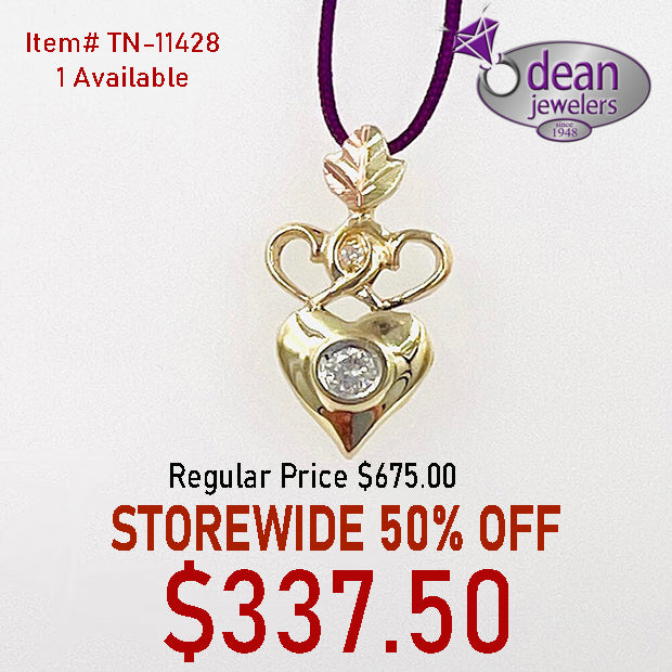 14k Solid Yellow Gold 2 Diamond Pendant TN-11428