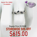10k Solid White Gold 6 Sapphire/ Diamond Ring TN-10882
