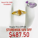 10k Solid Yellow Gold 1 Citrine/ 2 Diamond Ring TN-11000