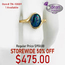 10k Solid Yellow Gold 1 Opal 10.4mm X 7.6mm Ring TN-11416