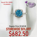 10k Solid White Gold 1 Topaz/ Diamond .09 Ring TN-10898