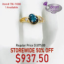 14k Solid Yellow Gold 1 Blue Topaz/ 3 Diamond Ring TN-11080