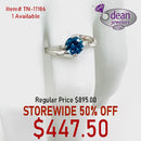 10k Solid White Gold 1 Blue Stone Ring  TN-11186