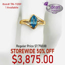 10k Solid Yellow Gold 1 Blue Topaz / 2 Diamond Ring  TN-10968